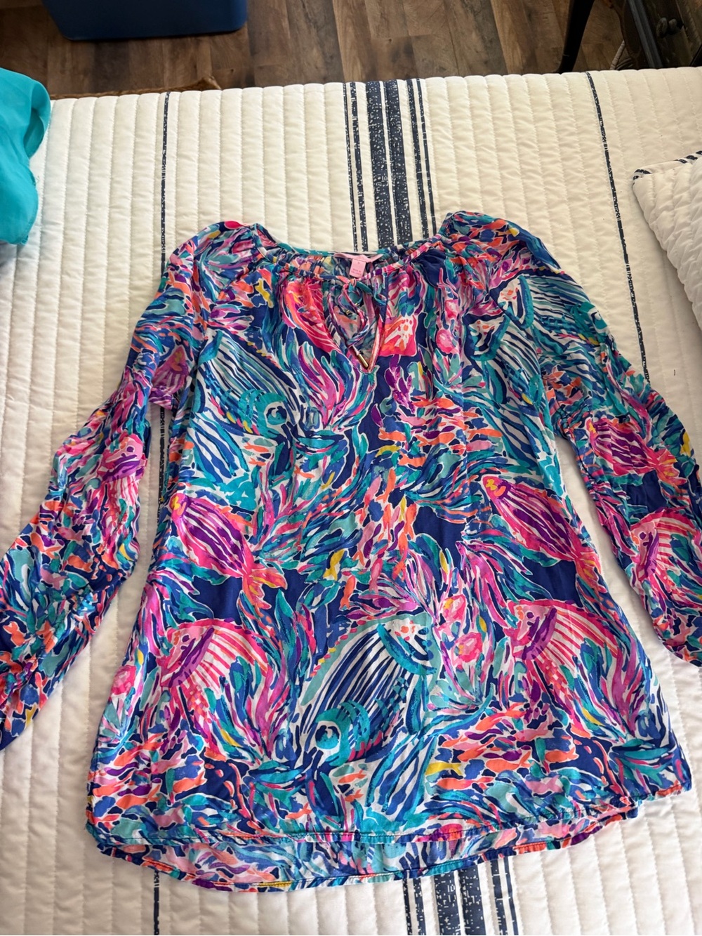 Lilly Pulitzer Vibrant Multi-Color Floral Tunic - Blue, Pink, Teal